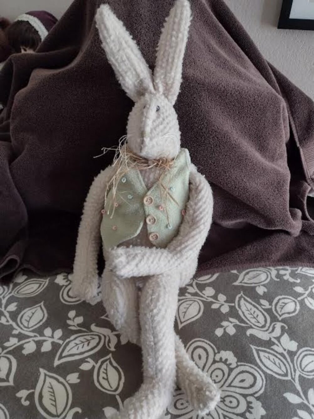 Rabbit with Cute Sage Colored Vest